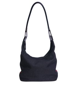 Vintage Denim Hobo Bag, Denim/Leather, Black, 01234002122, 2*